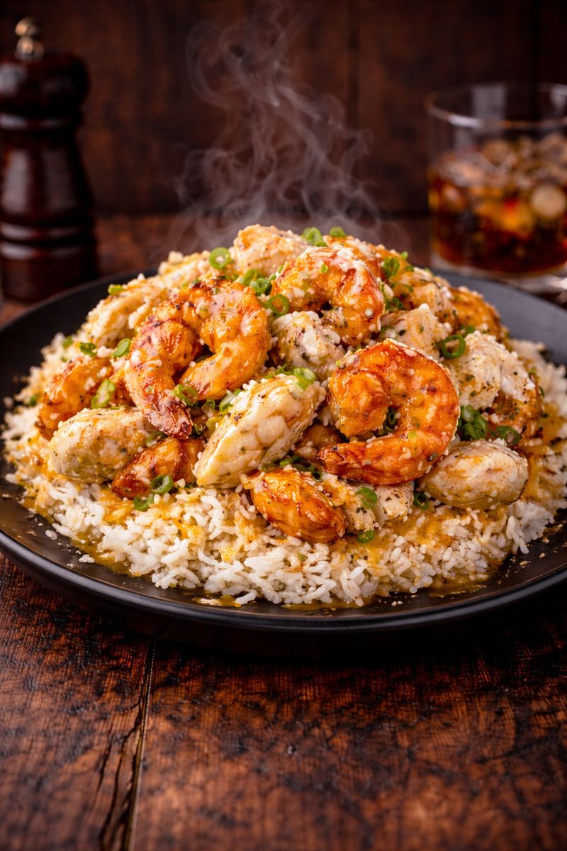 Lemon Garlic Crab & Shrimp Rice